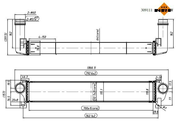 Ladeluftkühler, 0046810463-03 | Jeep, 52014780AA, 52014780AB