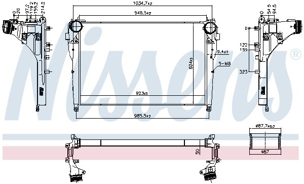 Ladeluftkühler, 0046810662-03 | Mercedes-Benz, 9615000502, 9615001002, A9615000502, A9615001002