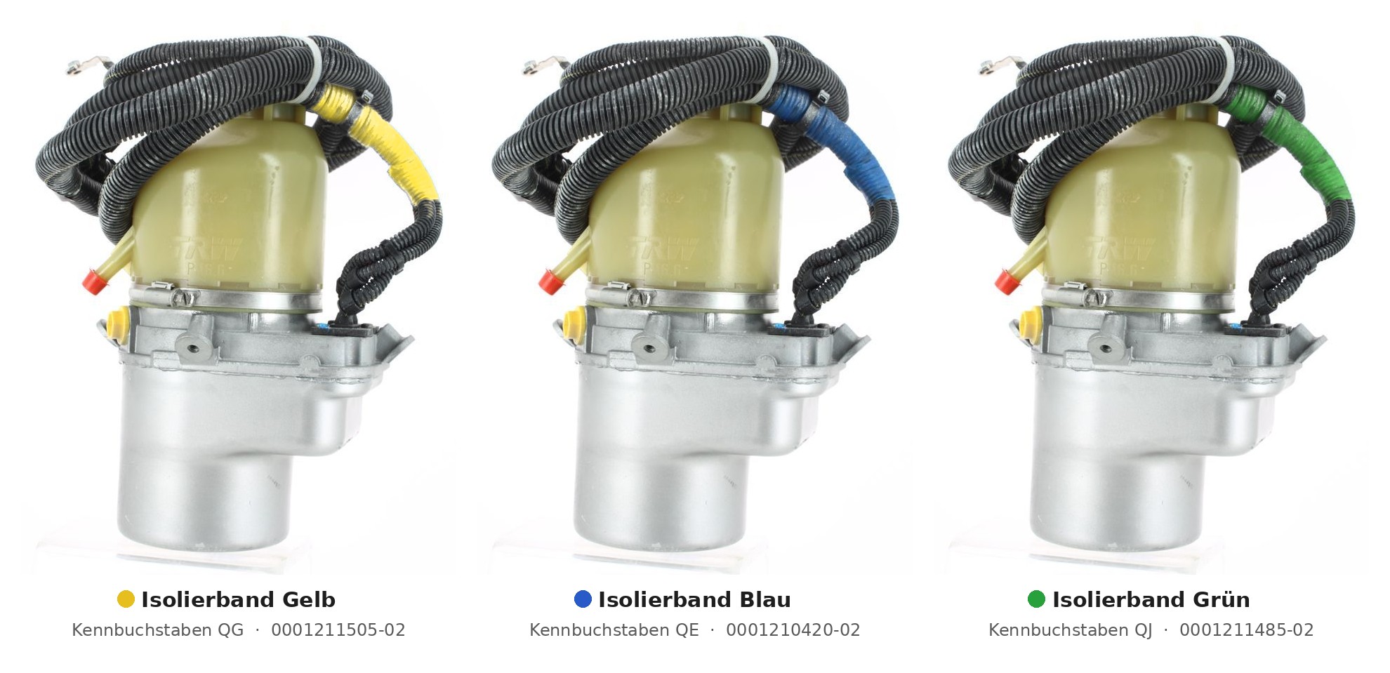 Isolierband gelb, blau und grün am Kabelstrang der Servopumpe Opel Meriva B