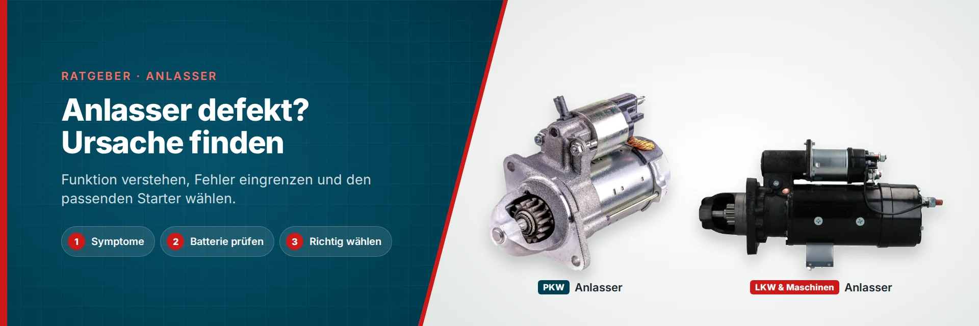 Anlasser defekt? Ursache finden, Funktion verstehen und den passenden Starter wählen
