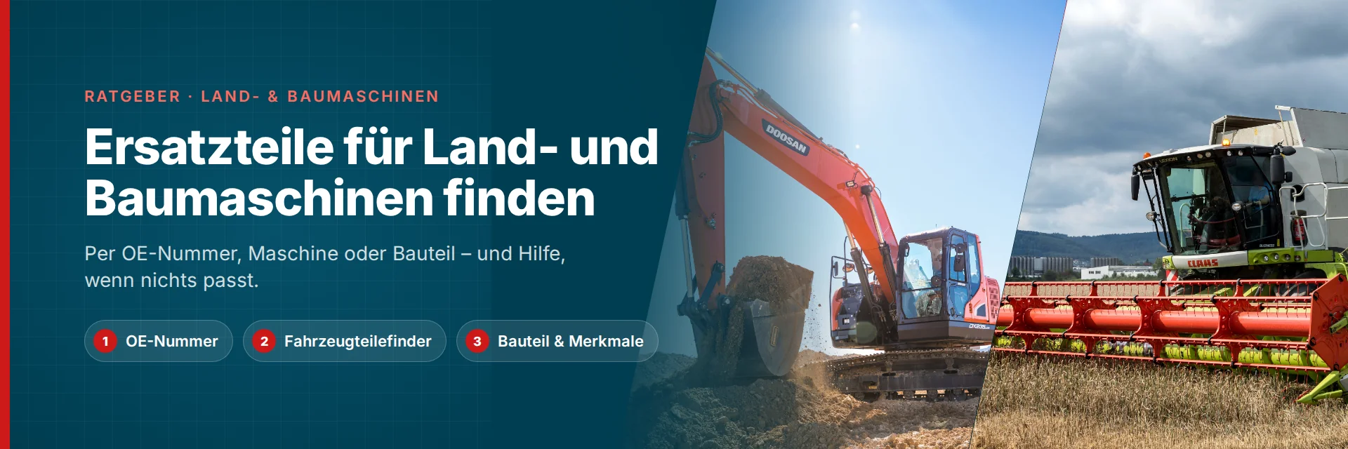 Ersatzteile für Land- und Baumaschinen finden: per OE-Nummer, Maschine oder Bauteil