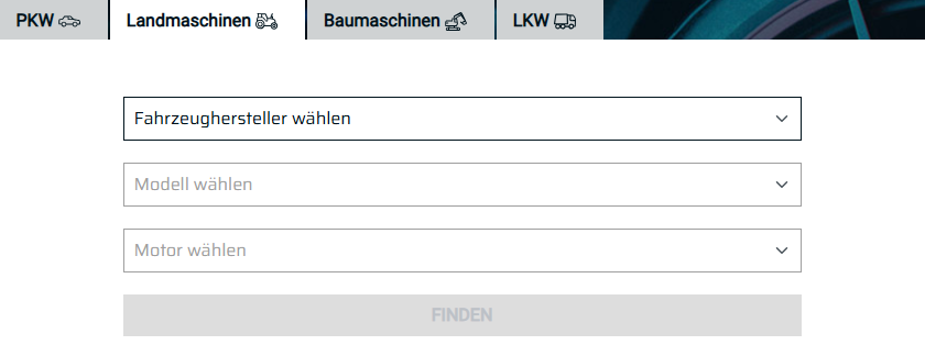 Fahrzeugteilefinder auf gts-shop.de mit Reiter Landmaschinen