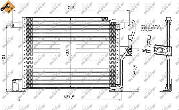 Klimakondensator 0044810479-03 | Jeep, 55036473, 55115864, 56005016